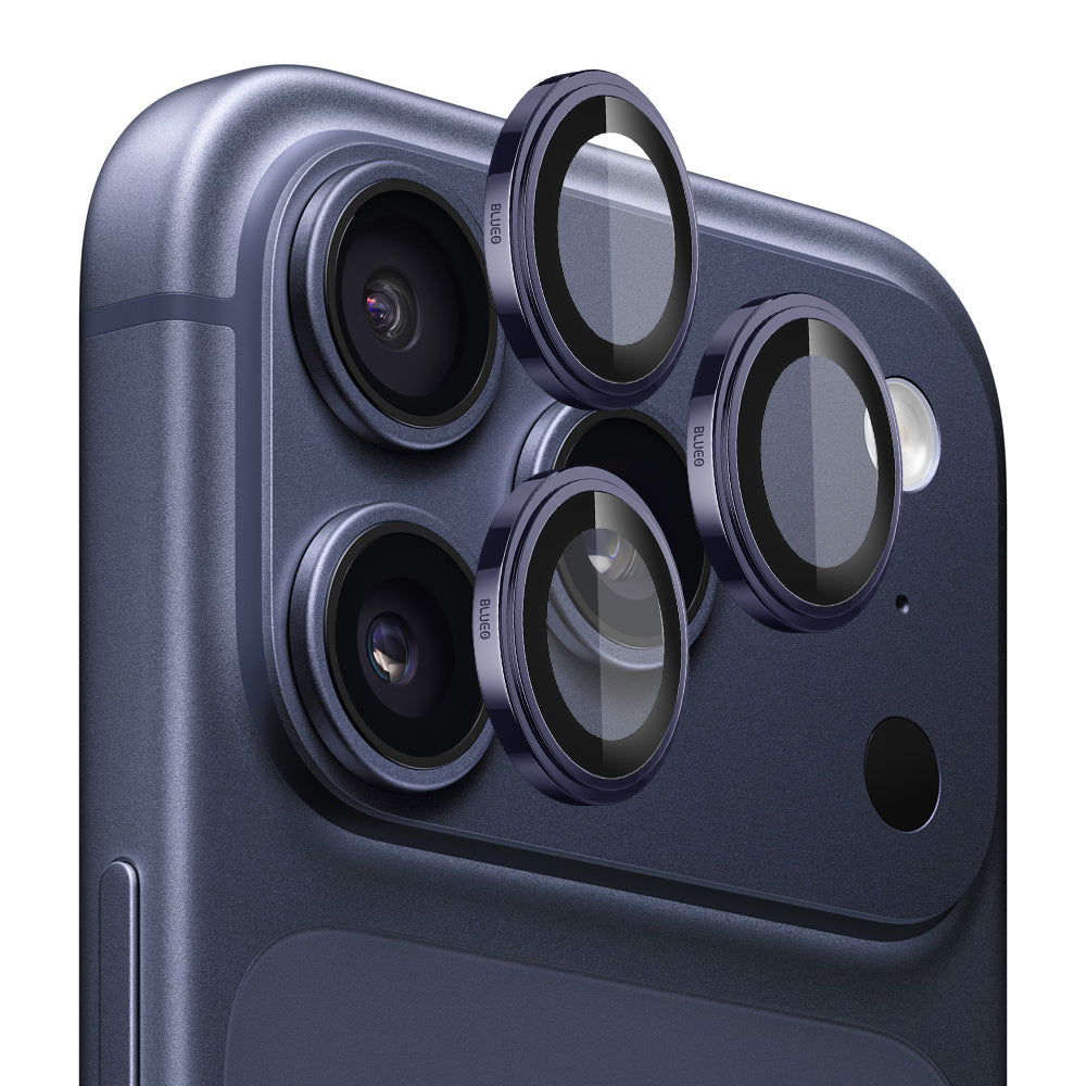 Schutzfolie Blueo Sapphire Crystal für die Rückkamera des Apple iPhone 17 Pro Max / 17 Pro, gehärtetes Glas, Dunkelblau