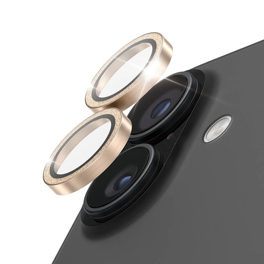 Schutzfolie PanzerGlass Hoops Glitter für die Rückkamera des Apple iPhone 17 / 16 Plus / 16, gehärtetes Glas, Goldfarben