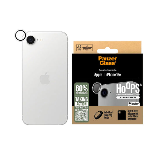 Rear Camera Protection Film PanzerGlass Hoops for Apple iPhone 16e, Tempered Glass, Transparent