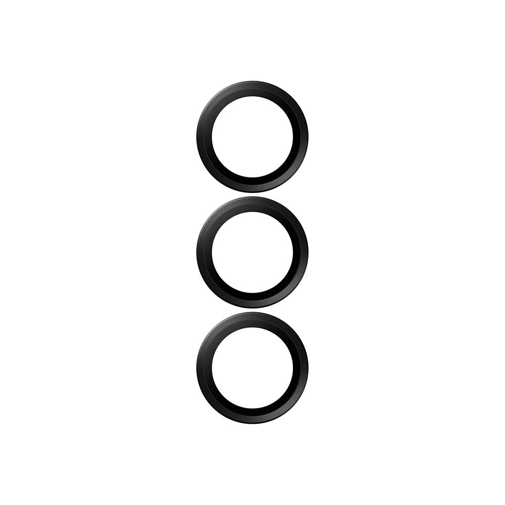 Schutzfolie PanzerGlass Hoops für die Rückkamera des Samsung Galaxy S25 S931, gehärtetes Glas, Schwarz.