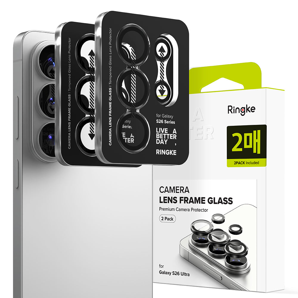 Schutzfolie Ringke Rückkamera für Samsung Galaxy S26 Ultra S948, Gehärtetes Glas, Set 2 Stück, Schwarz