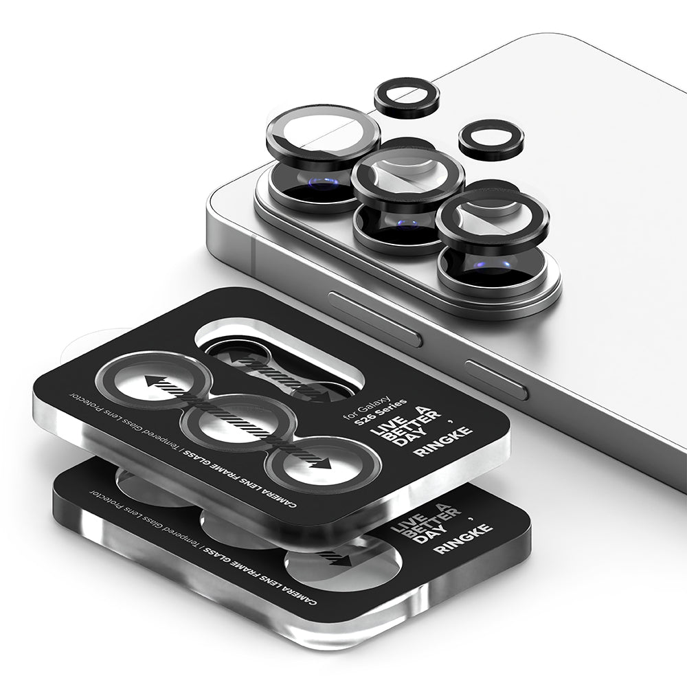 Schutzfolie Ringke Rückkamera für Samsung Galaxy S26 Ultra S948, Gehärtetes Glas, Set 2 Stück, Schwarz