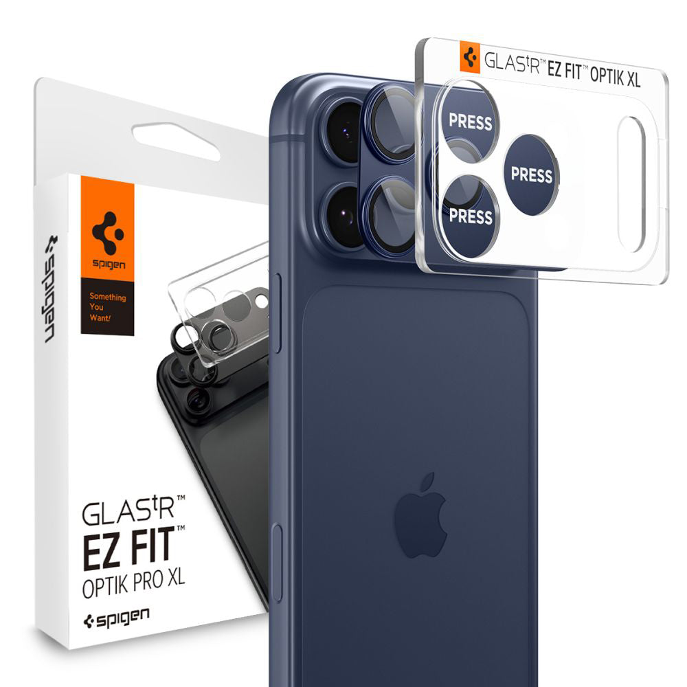 Schutzfolie Rückkamera Spigen GlastR EZ FIT Optik Pro XL für Apple iPhone 17 Pro, Gehärtetes Glas, Blau AGL10646