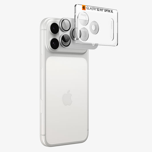 Schutzfolie für die Rückkamera Spigen GlastR EZ FIT Optik Pro XL für Apple iPhone 18 Pro, gehärtetes Glas, silber AGL12038
