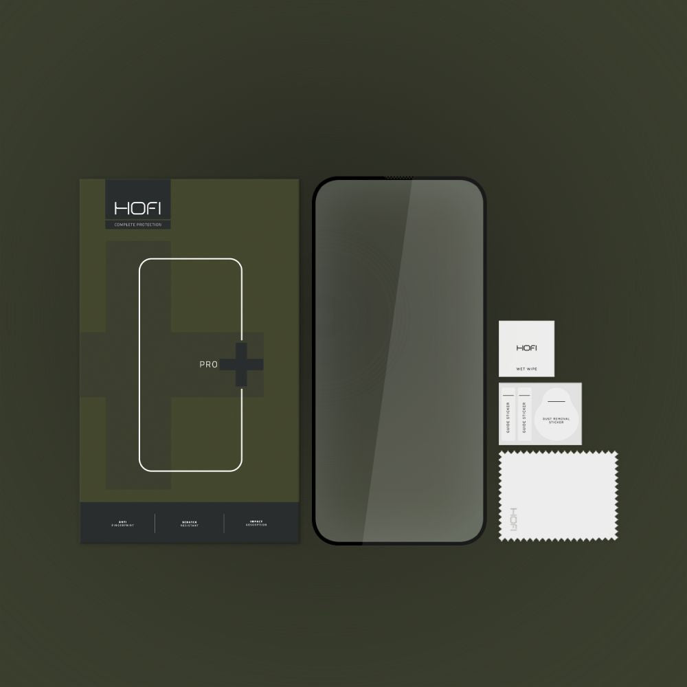 Schutzfolie HOFI PRO+ für Apple iPhone 15 Pro, Gehärtetes Glas, Vollverklebung, 2.5D, Schwarz