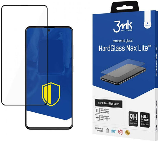Displayschutzfolie 3MK HardGlass Max Lite für Samsung Galaxy A51 A515 / A52s 5G A528 / A52 5G A526, Glas geschützt, Vollverklebung, Schwarz