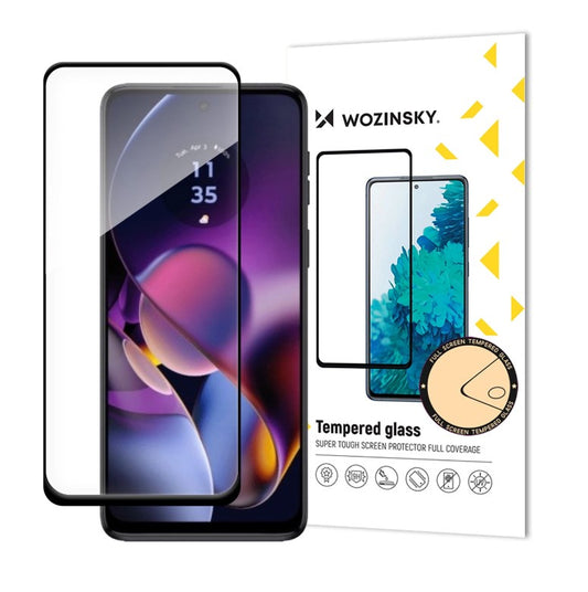 WZK Displayschutzfolie für Motorola Moto G54, abgeschirmtes Glas, Vollverklebung, schwarz