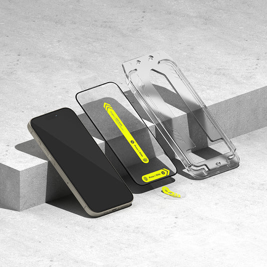 Ringke Easy Slide Displayschutzfolie für Apple iPhone 15 Pro, Vollverklebung, Vollverklebung, Set 2 Stück, Schwarz