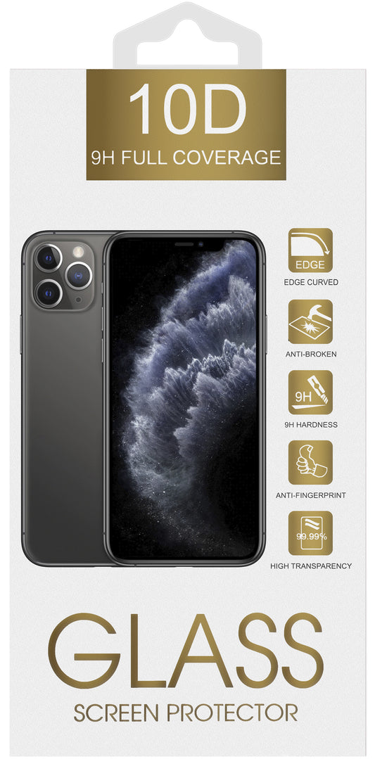 OEM Displayschutzfolie für Apple iPhone 16e / 14 / 13 Pro / 13, Glas abgeschirmt, Vollverklebung, 10D, Schwarz