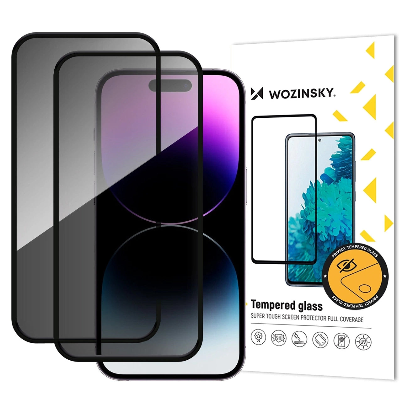 Schutzfolie Privacy WZK AntiSpy für Apple iPhone 17 Pro, gehärtetes Glas, Full Glue, Set 2 Stück