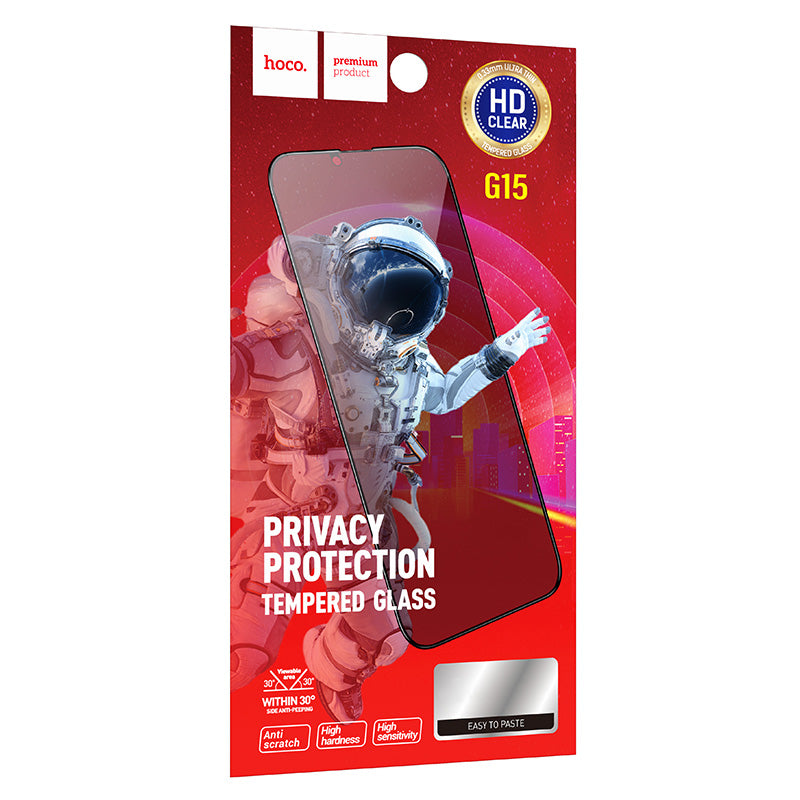 Schutzfolie Privacy HOCO G15 für Apple iPhone 12 / 12 Pro, Gehärtetes Glas, Vollverklebung, 5D