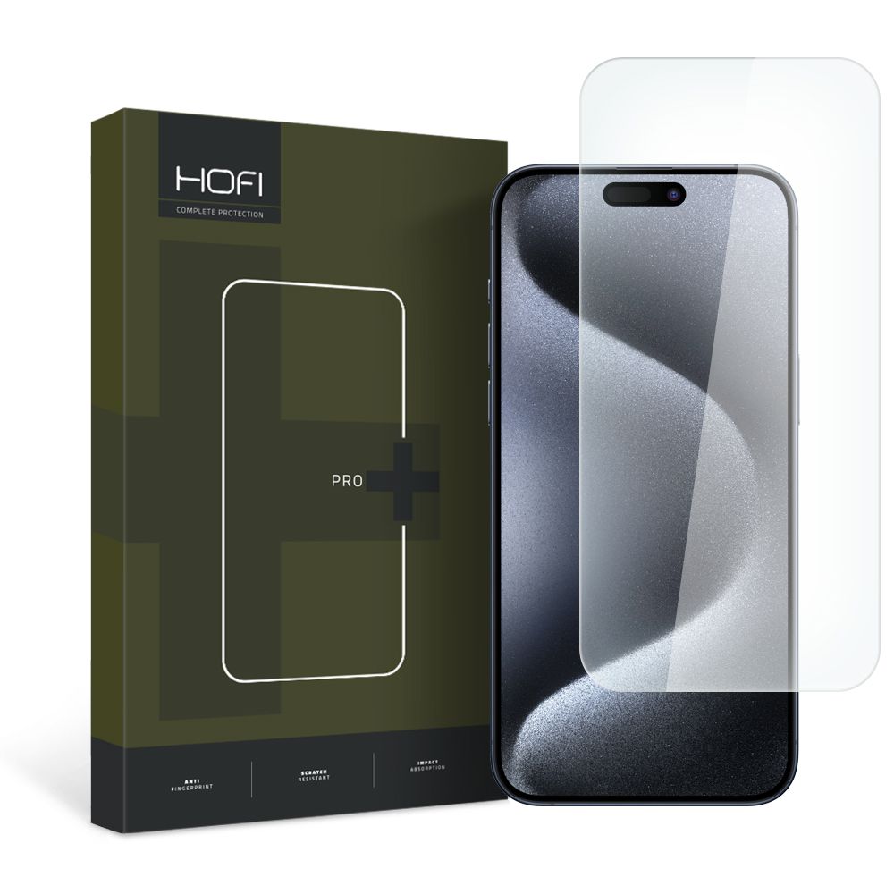 Schutzfolie HOFI PRO+ für Apple iPhone 15, Gehärtetes Glas, Vollkleber, 2.5D