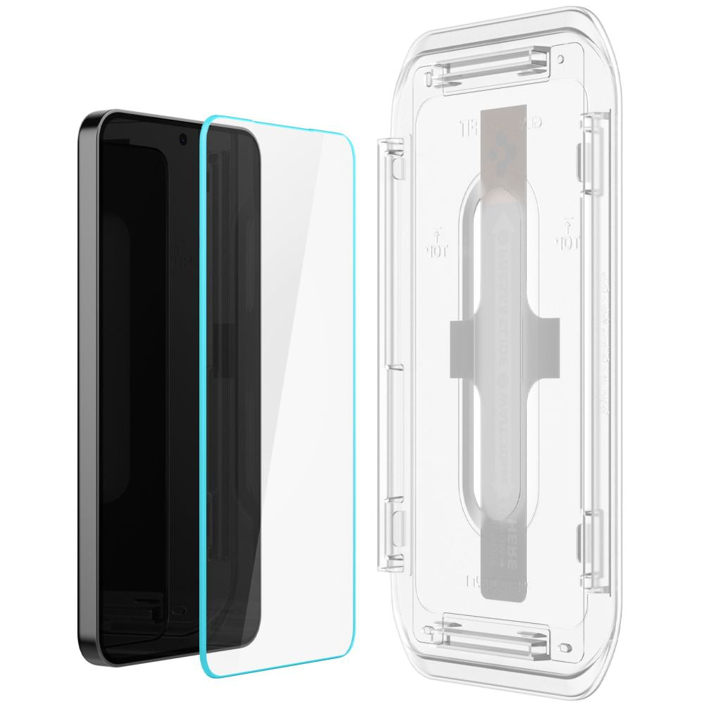 Schutzfolie Spigen GlastR EZ FIT für Samsung Galaxy S25 S931 / S24 S921, Gehärtetes Glas, Vollverklebung, Set mit 2 Stück AGL07440