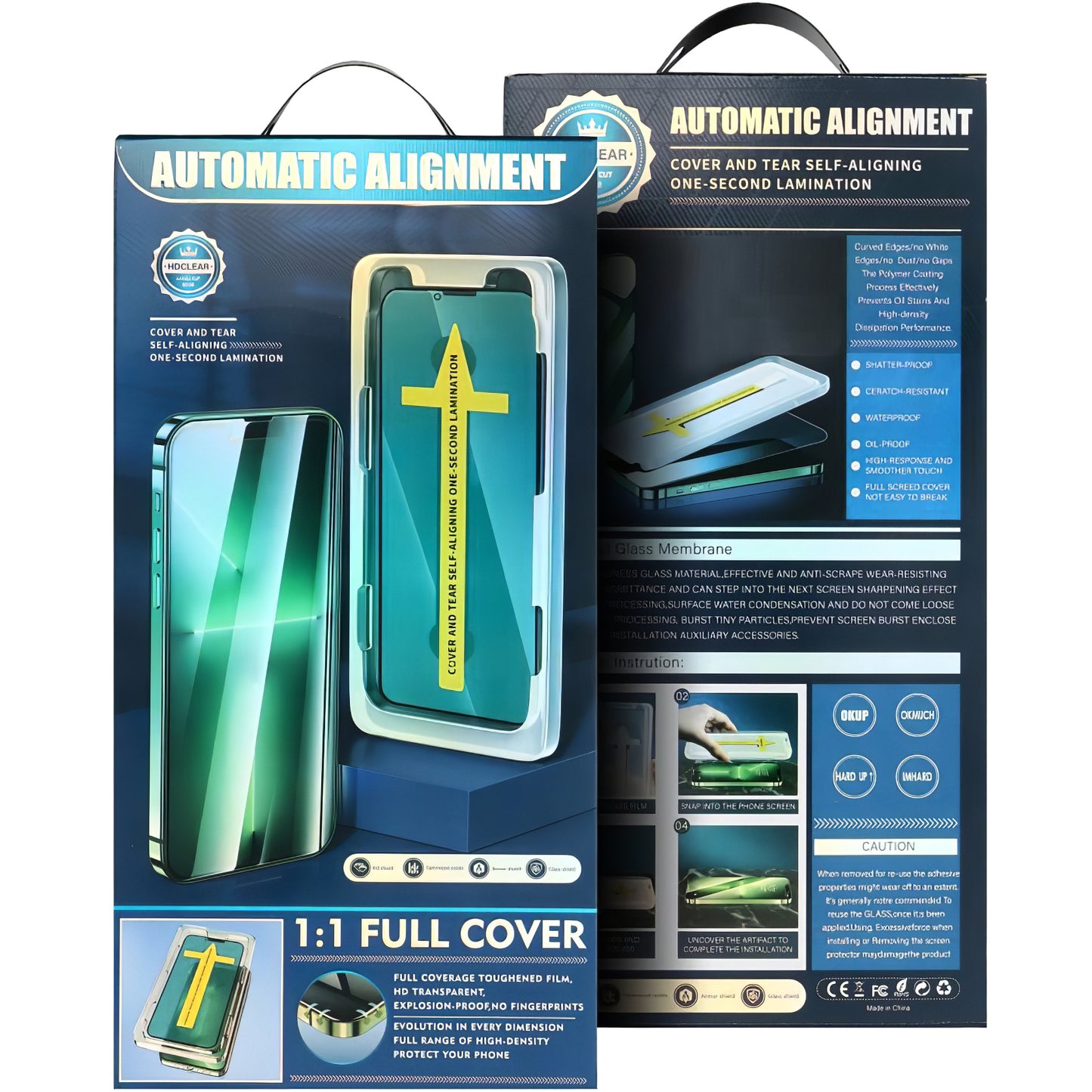 Schutzfolie OEM Automatic Alignment für Apple iPhone 16 Pro / 17 / 17 Pro, gehärtetes Glas, Full Glue, 5D, Schwarz