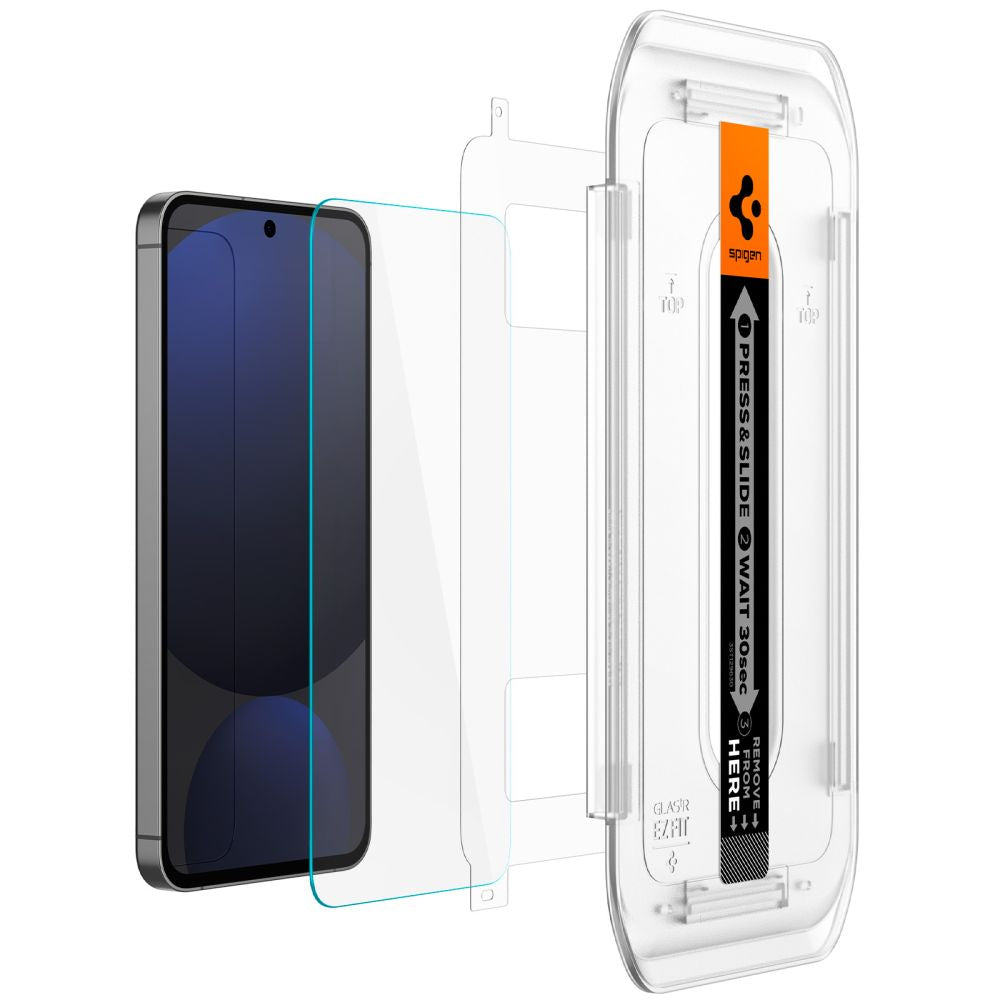 Schutzfolie Spigen GlastR EZ FIT für Samsung Galaxy A56 A566 / S24 FE S721, gehärtetes Glas, Vollverklebung, Set mit 2 Stück AGL08729