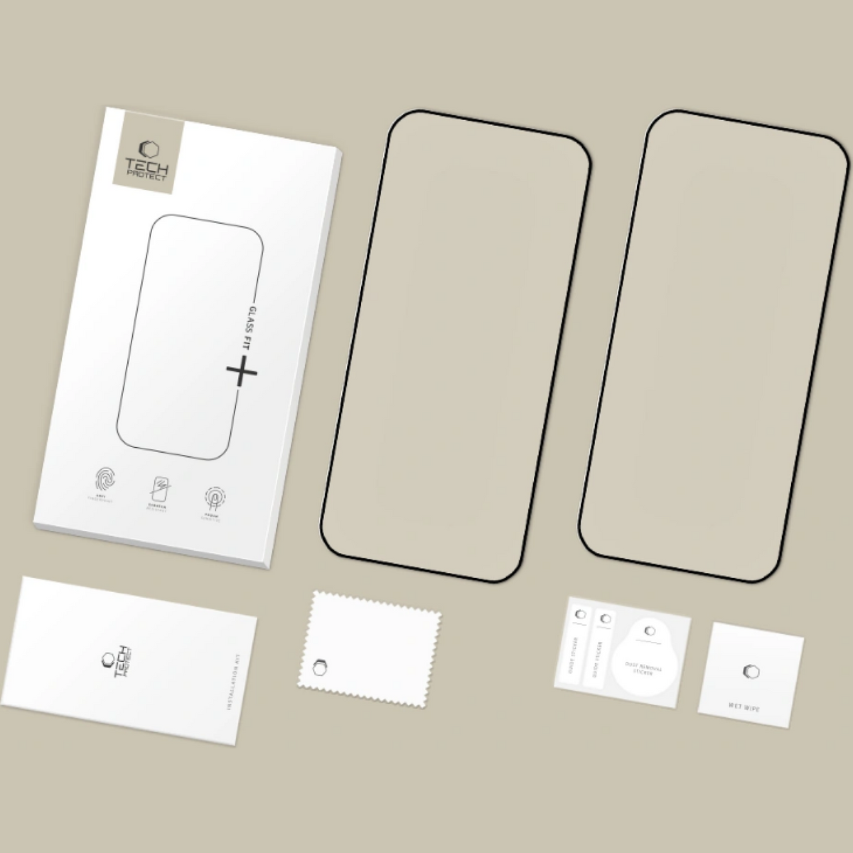 Tech-Protect FIT+ Displayschutzfolie für Xiaomi Poco F8 Ultra, gehärtetes Glas, Full Glue, 2er Set, 2.5D, Schwarz