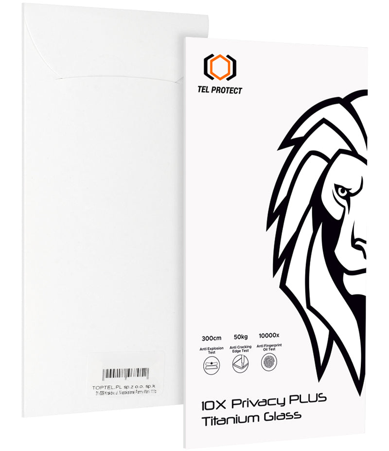 Tel Protect 10X Plus Titanium Privacy-Displayschutzfolie für Apple iPhone 17 / 16 Pro, gehärtetes Glas, Full Glue