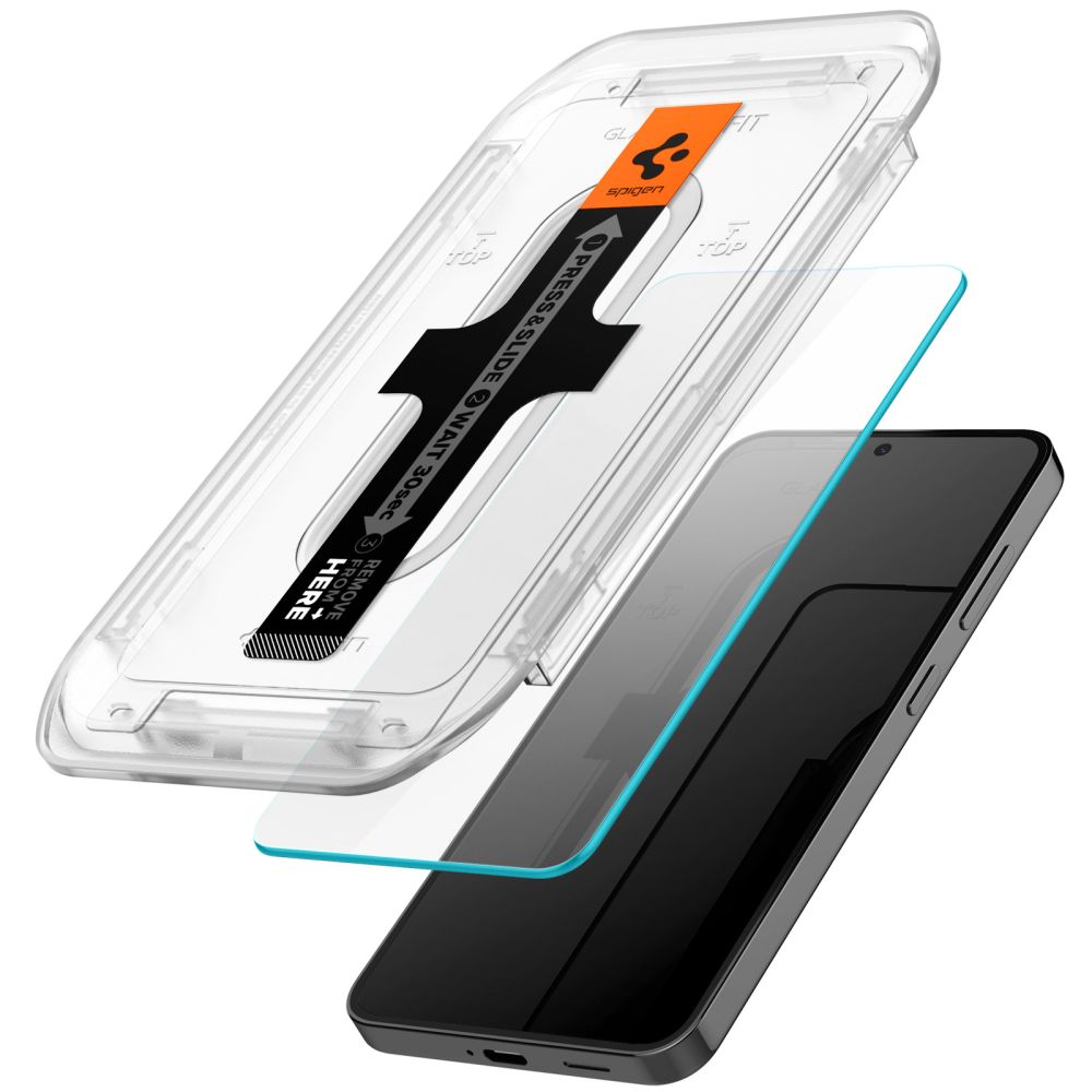 Schutzfolie Spigen GlastR EZ FIT für Samsung Galaxy S25 S931 / S24 S921, Gehärtetes Glas, Vollverklebung, Set mit 2 Stück AGL07440