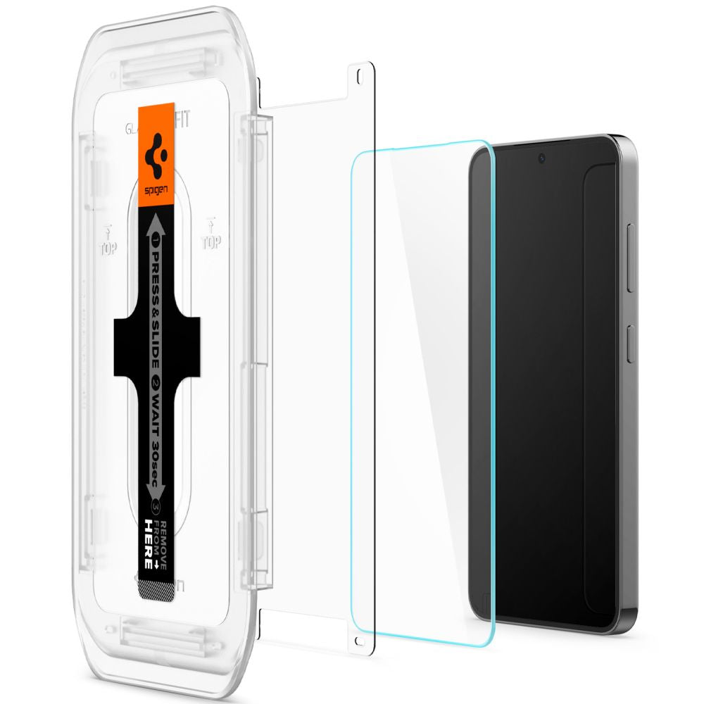 Schutzfolie Spigen GlastR EZ FIT für Samsung Galaxy S25+ S936 / S24+ S926, Gehärtetes Glas, Vollverklebung, Set 2 Stück AGL07432