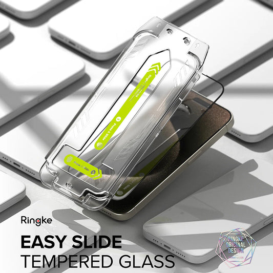 Ringke Easy Slide Displayschutzfolie für Apple iPhone 16 Pro, Vollverklebung, Vollverklebung, Set 2 Stück, Schwarz