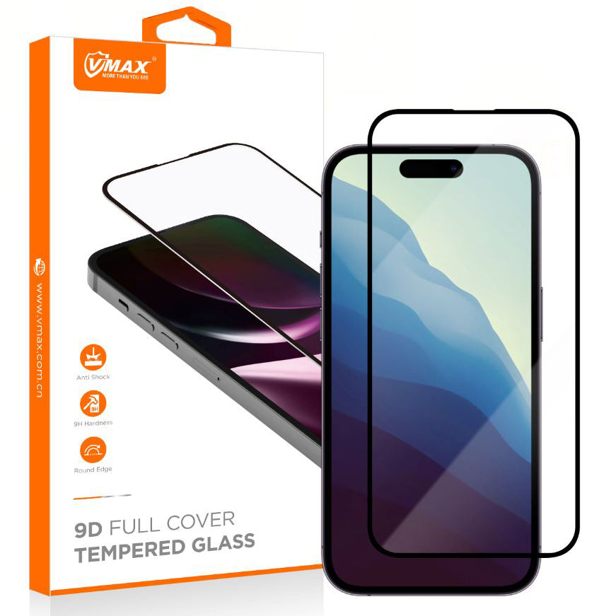 Schutzfolie Vmax für Samsung Galaxy S24+ S926, gehärtetes Glas, Full Glue, 9D, Schwarz