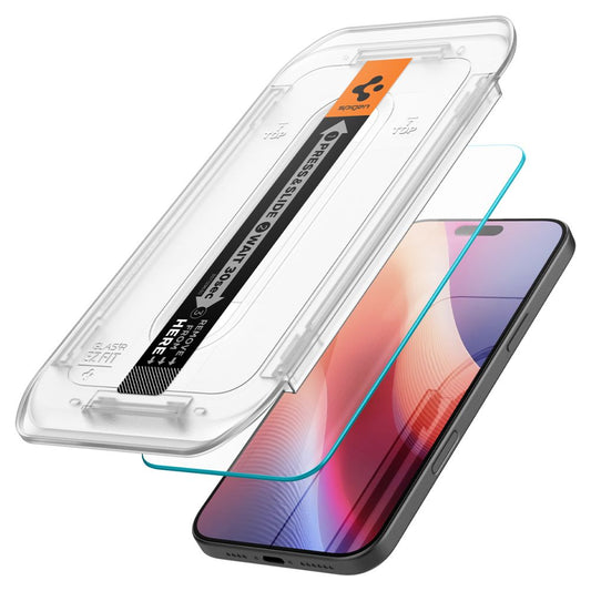 Spigen EZ FIT Displayschutzfolie für Apple iPhone 16 Pro Max, Glas geschützt, Vollverklebung, 2er Set AGL07907 AGL07907