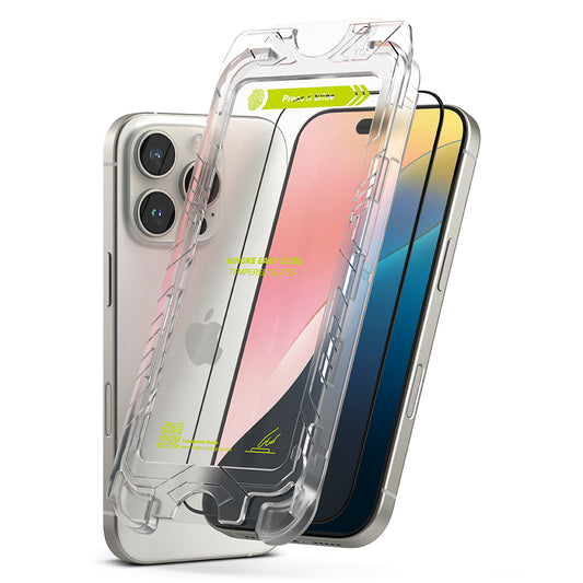 Ringke Easy Slide Displayschutzfolie für Apple iPhone 16 Pro Max, vollflächig klebend, vollflächig klebend, Set 2 Stück, Schwarz