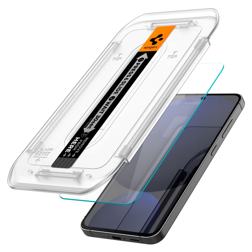 Schutzfolie Spigen GlastR EZ FIT für Samsung Galaxy A56 A566 / S24 FE S721, gehärtetes Glas, Vollverklebung, Set mit 2 Stück AGL08729