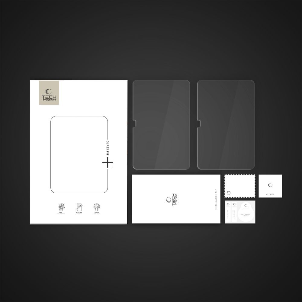 Schutzfolie Tech-Protect FIT+ für Samsung Galaxy Tab S10 FE+, Gehärtetes Glas, Vollverklebung, Set 2 Stück, 2.5D