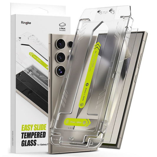 Ringke Easy Slide Displayschutzfolie für Samsung Galaxy S24 Ultra S928, Glas geschützt, Vollverklebung, Set 2 Stück