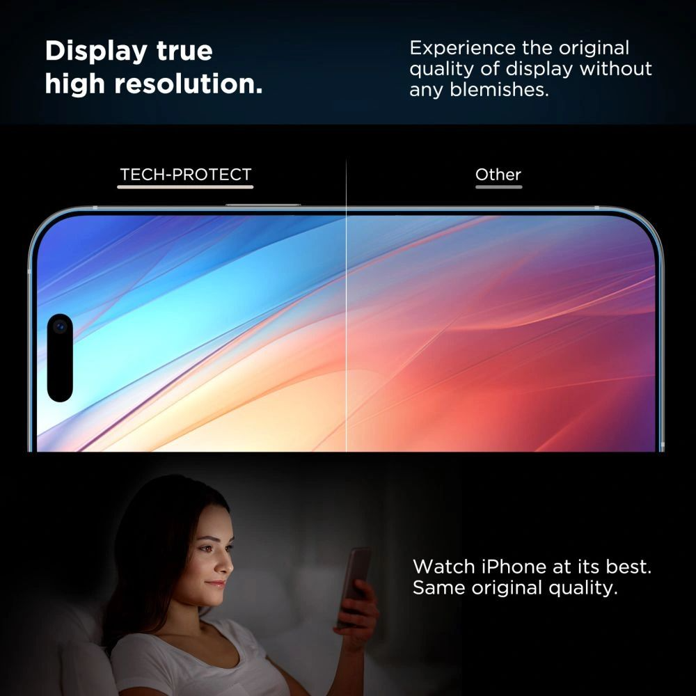 Schutzfolie Tech-Protect Quick Set+ für Apple iPhone 17, Gehärtetes Glas, Vollkleber, Set mit 2 Stück, Schwarz
