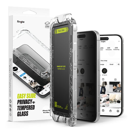Displayschutzfolie Ringke Easy Slide für Apple iPhone 16 Pro Max, Glas geschützt, Vollverklebung, Set 2 Stück