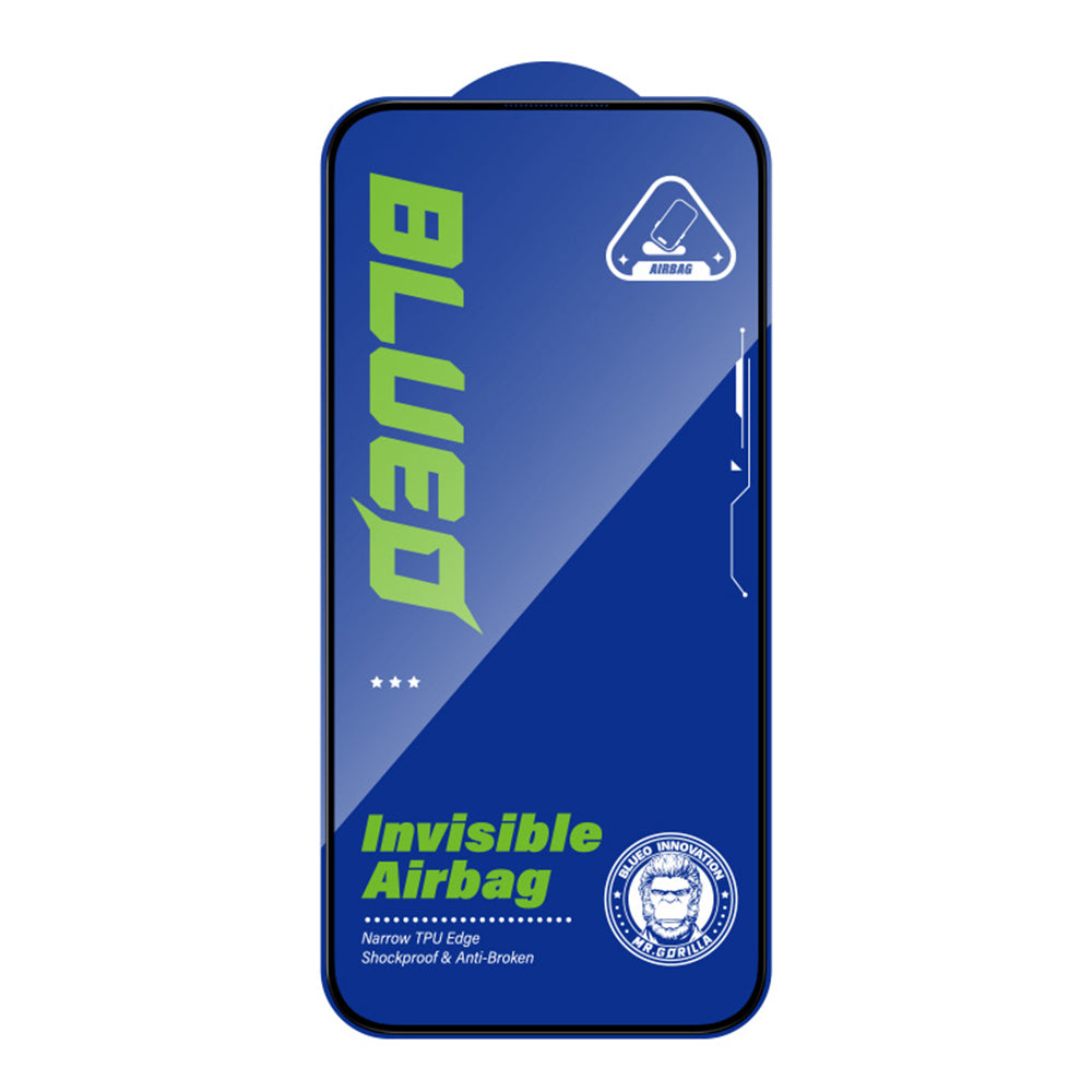 Blueo Anti-Broken Displayschutzfolie für Apple iPhone 16 Plus / 15 Plus / 14 Pro Max, gehärtetes Glas, Vollkleber, Schwarz