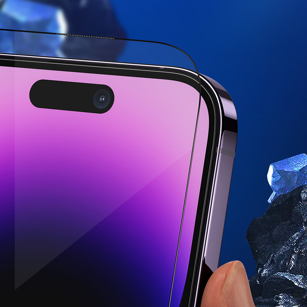 Blueo Anti-Broken Displayschutzfolie für Apple iPhone 16 Plus / 15 Plus / 14 Pro Max, gehärtetes Glas, Vollkleber, Schwarz