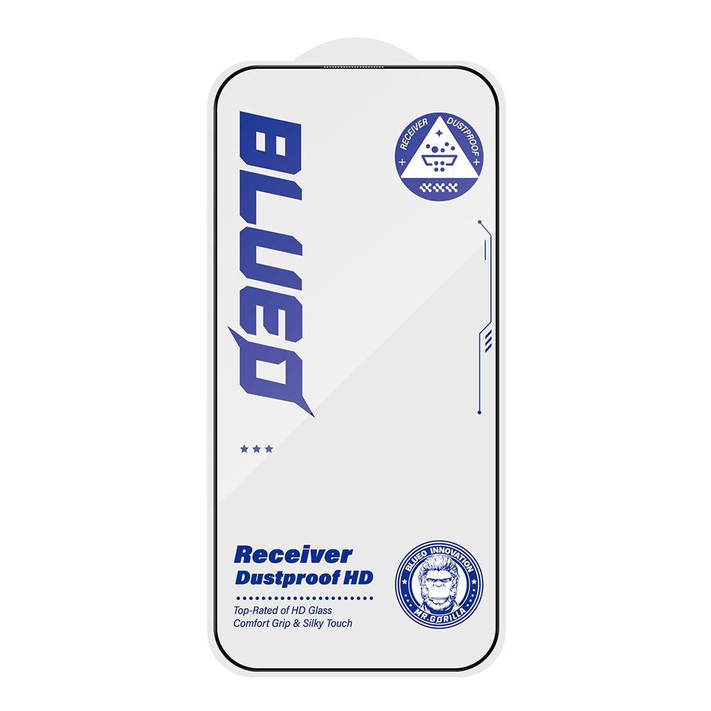 Blueo Anti-Dust HD Screen Protector Film for Apple iPhone 14 Plus / 13 Pro Max, Tempered Glass, Full Glue, Black