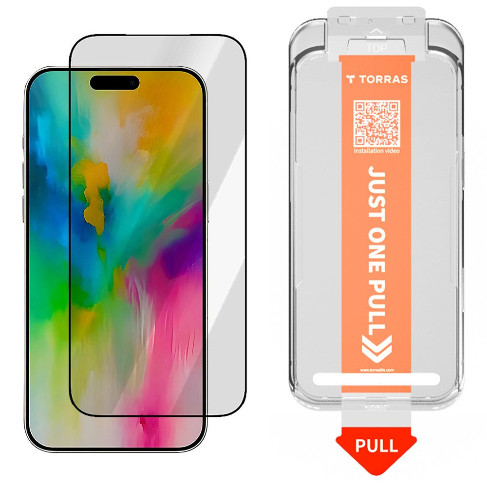 Torras GlassGo Install Master Screen Protector for Apple iPhone 17, Tempered Glass, Full Glue