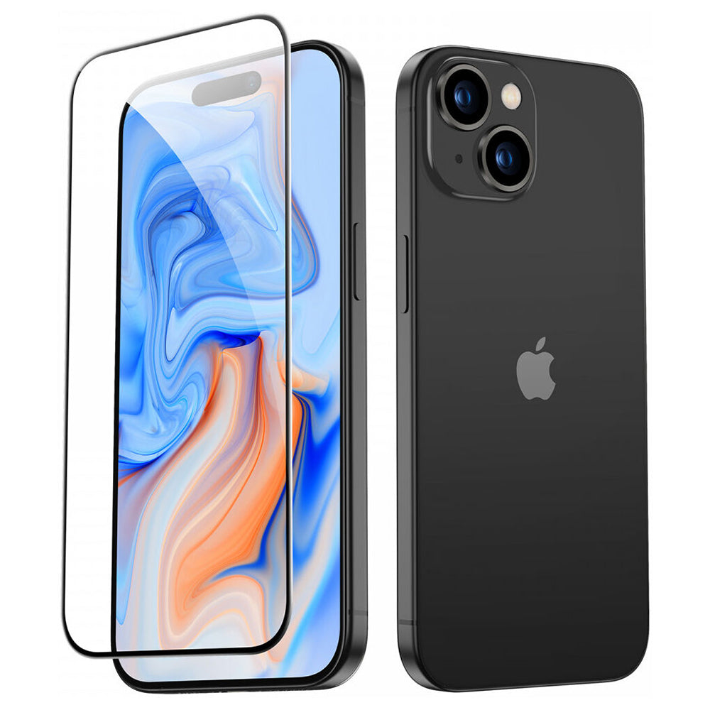 Schutzfolie ESR Bildschirm für Apple iPhone 15, Gehärtetes Glas, Vollkleber, Schwarz