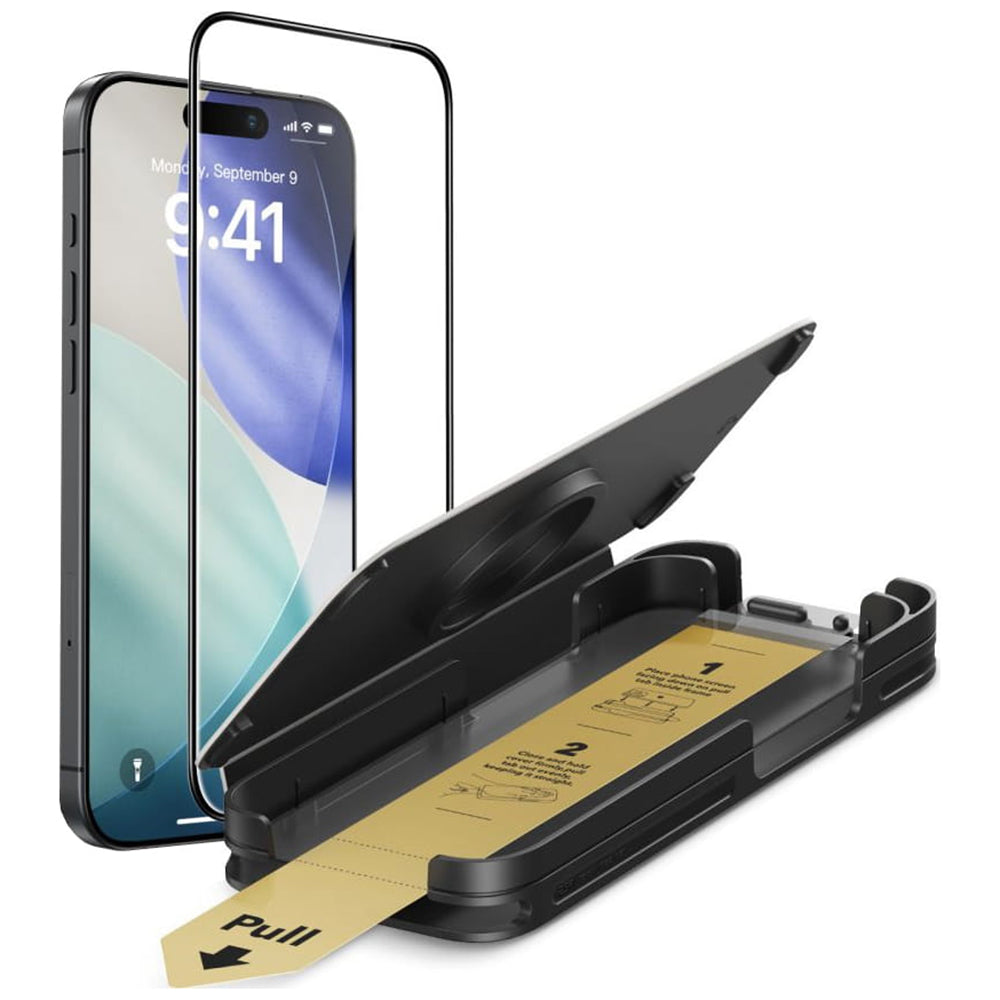 Schutzfolie ESR UltraFit Armorite Pro für Apple iPhone 17 / 16 Pro, gehärtetes Glas, Full Glue, Schwarz