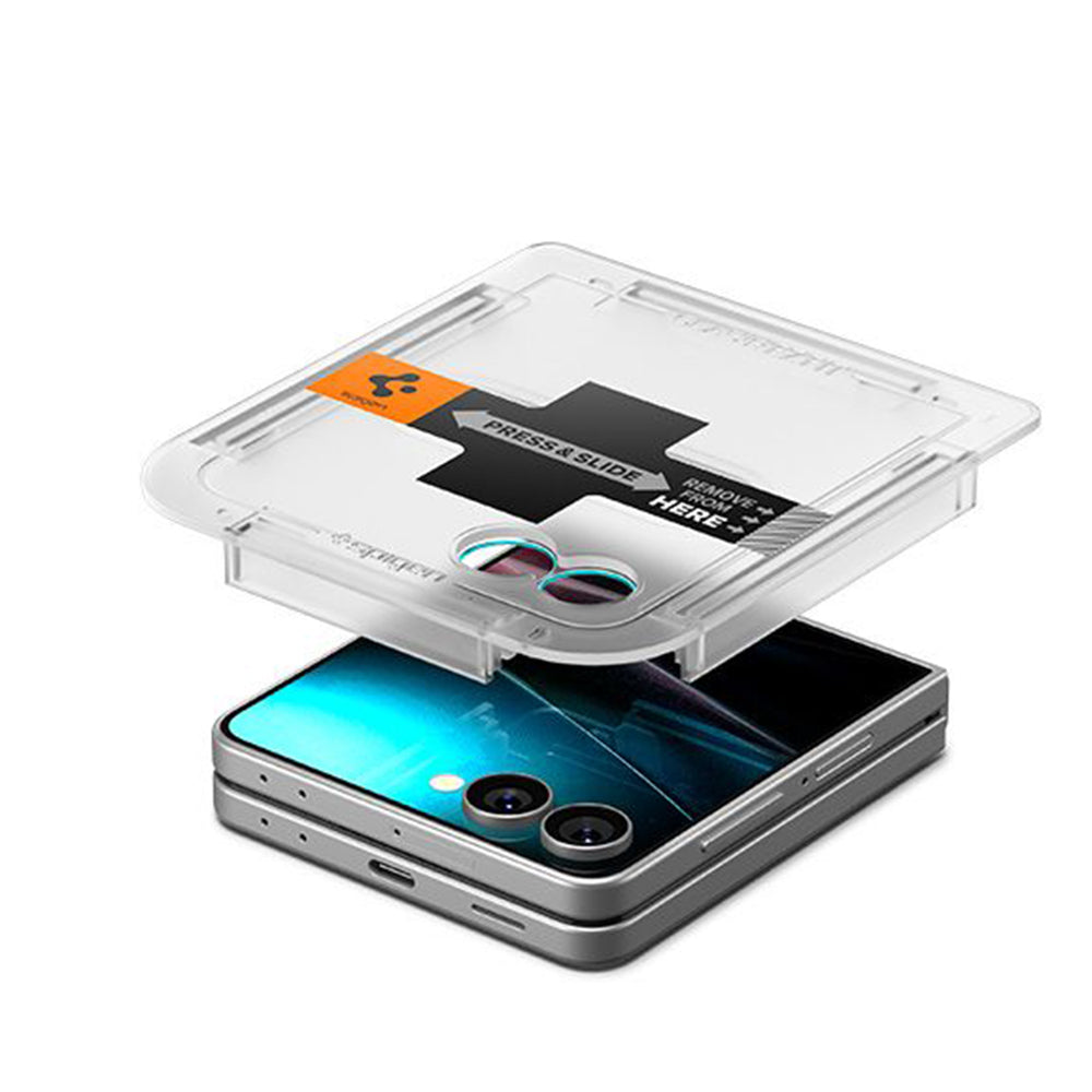 Spigen GlastR EZ FIT Exterior Screen Protector for Samsung Galaxy Z Flip8 F776 / Z Flip7 F766, Tempered Glass, Full Glue AGL09586