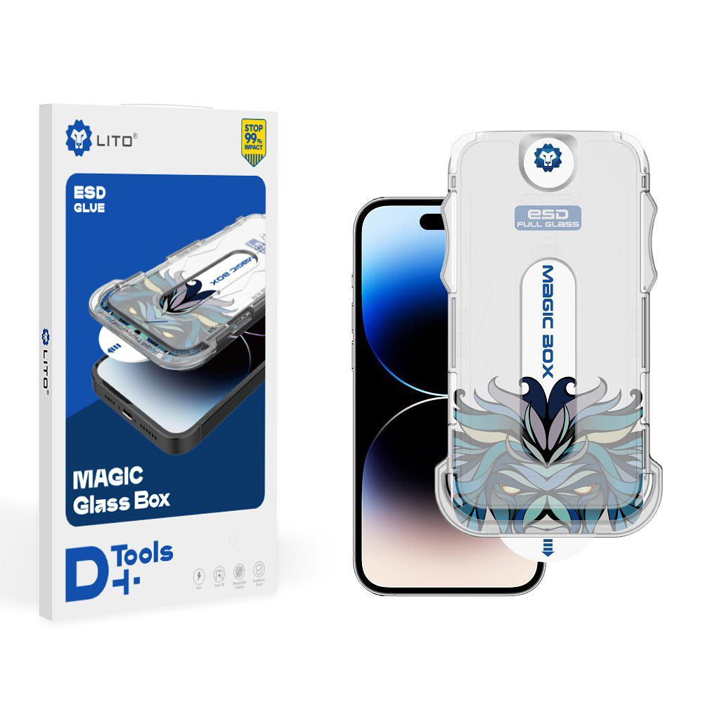 Lito Magic Glass Box D+ Tools Screen Protector for Apple iPhone 17 / 16 Pro, Tempered Glass, Full Glue