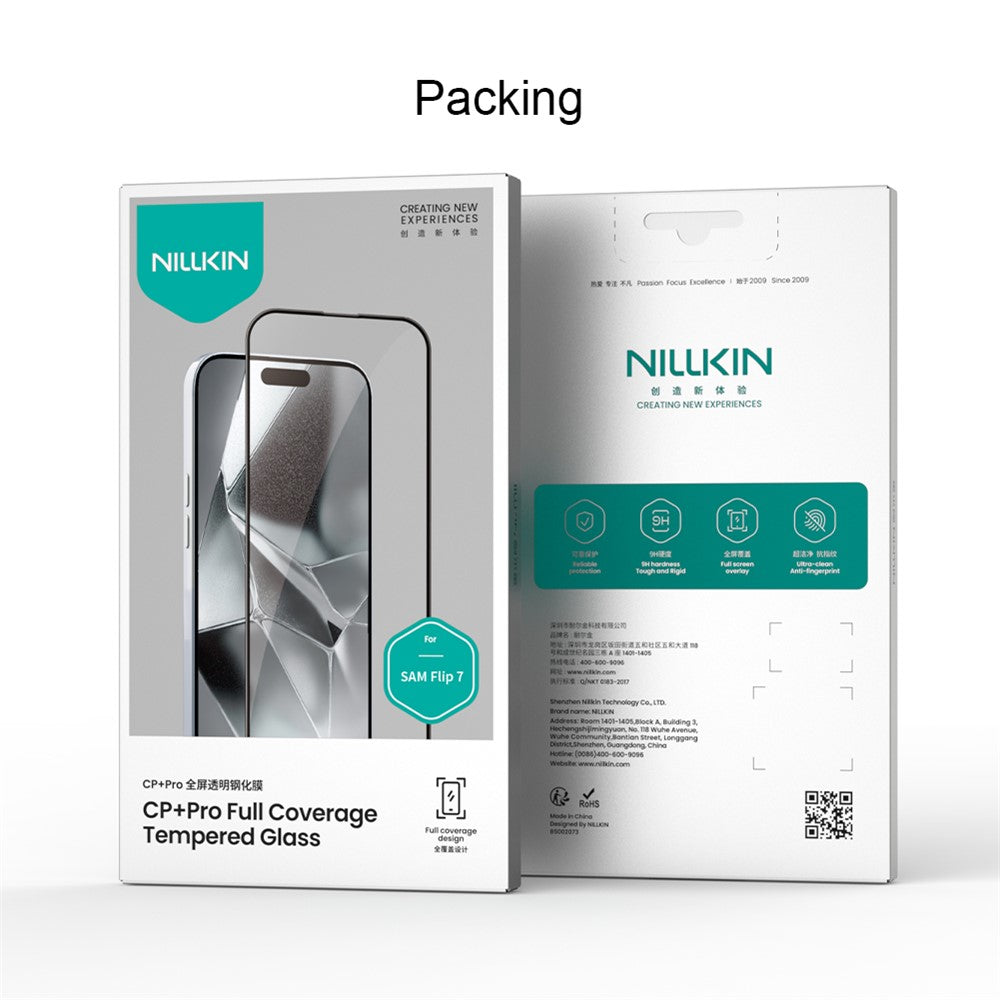 Nillkin CP+ Pro Außendisplay-Schutzfolie für Samsung Galaxy Z Flip8 F776 / Z Flip7 F766, gehärtetes Glas, Vollkleber, Schwarz