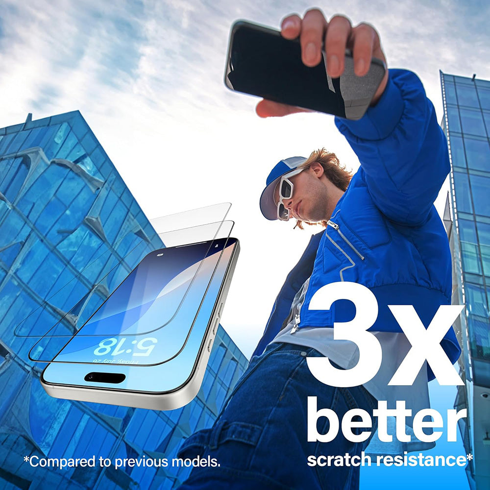 Schutzfolie PanzerGlass Ultra-Wide Fit für Apple iPhone 16 / 15, gehärtetes Glas, Full Glue, Schwarz