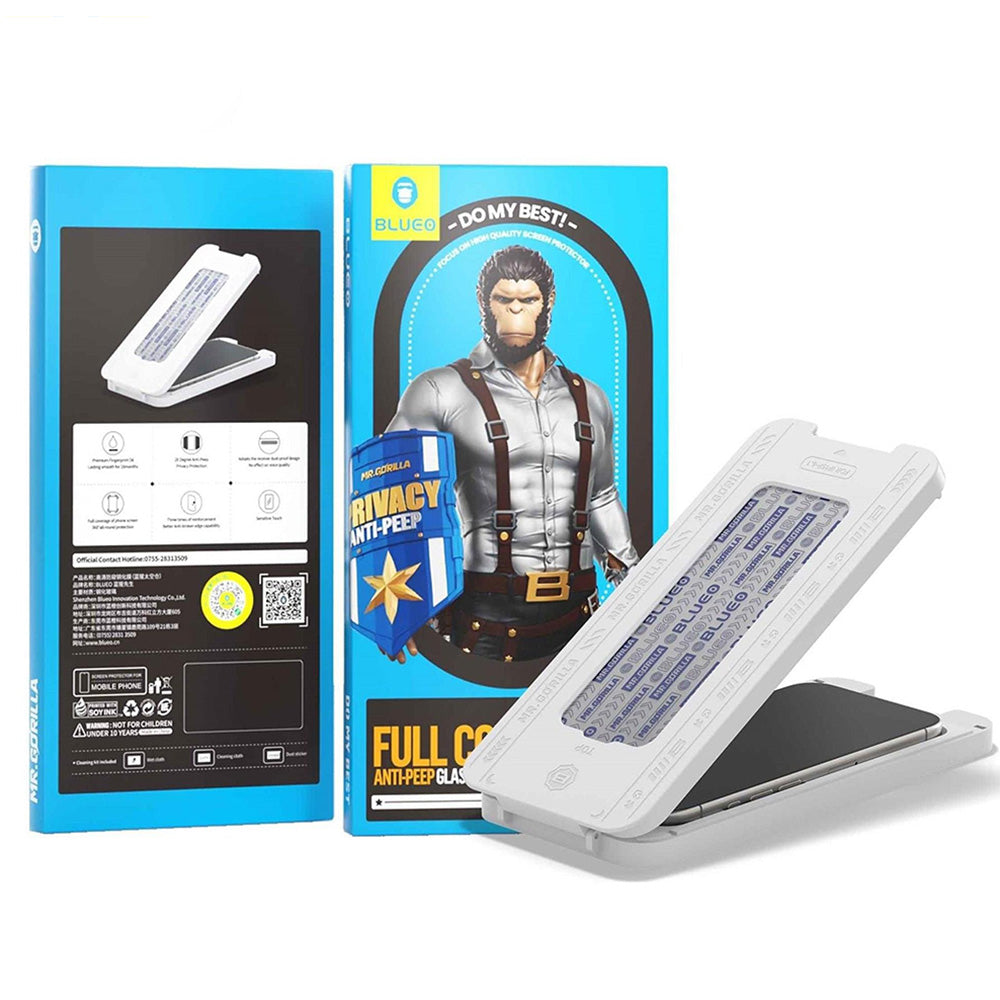 Schutzfolie Privacy Blueo Anti-Peep für Apple iPhone 17 Pro Max / 16 Pro Max, Gehärtetes Glas, Vollverklebung, Set mit 5 Stück