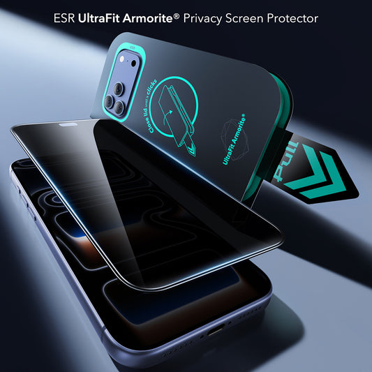 Privacy-Schutzfolie ESR Armorite UltraFit für Apple iPhone 18 Pro Max, gehärtetes Glas, Full Glue, 2er-Set
