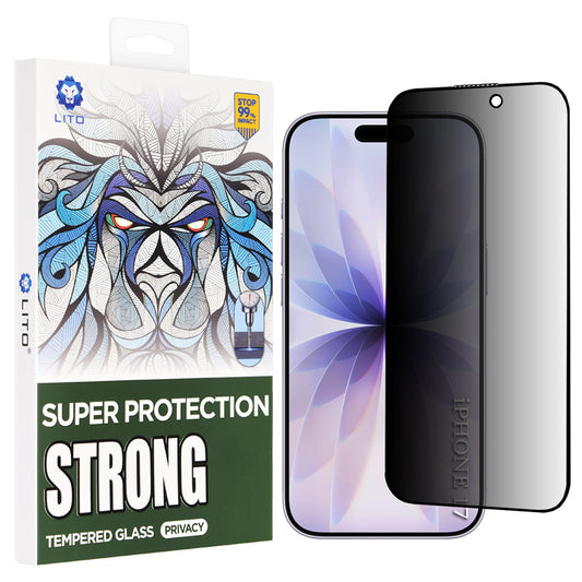 Schutzfolie Privacy Lito D+ Max Strong für Apple iPhone 17 / 16 Pro, gehärtetes Glas, Vollkleber