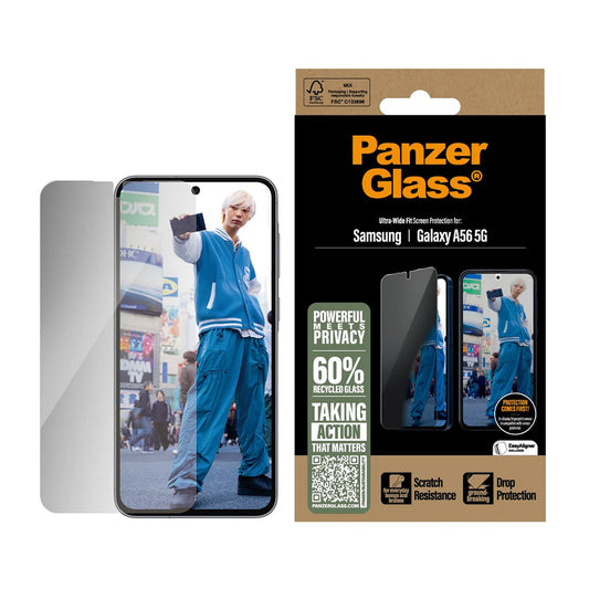Schutzfolie Privacy PanzerGlass Ultra-Wide Fit für Samsung Galaxy A56 A566, gehärtetes Glas, Full Glue