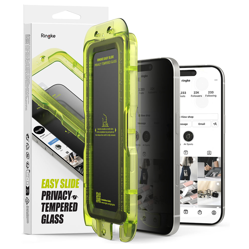 Privacy-Schutzfolie Ringke Easy Slide für Apple iPhone 17, gehärtetes Glas, Full Glue, 2er-Set