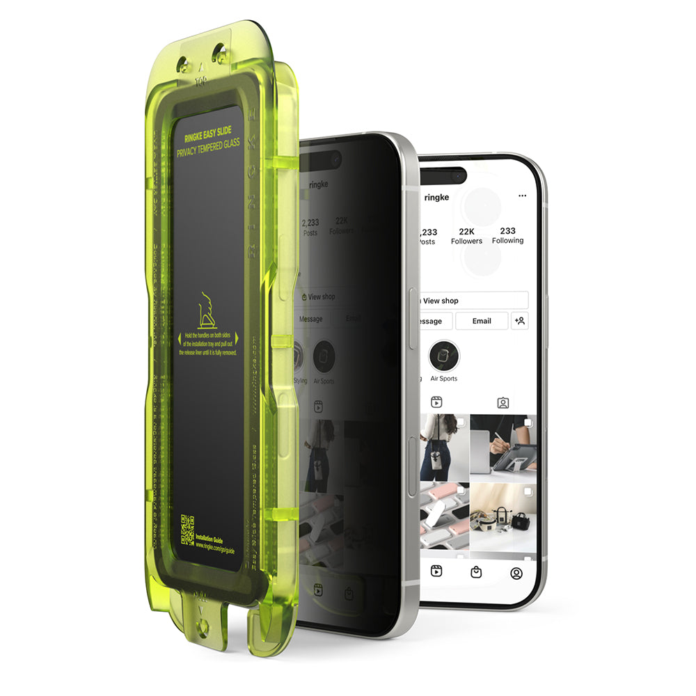 Privacy-Schutzfolie Ringke Easy Slide für Apple iPhone 17, gehärtetes Glas, Full Glue, 2er-Set