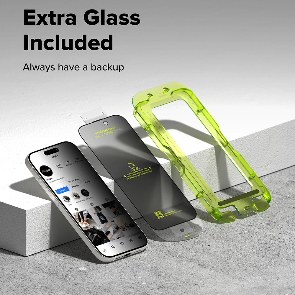 Privacy-Schutzfolie Ringke Easy Slide für Apple iPhone 17, gehärtetes Glas, Full Glue, 2er-Set