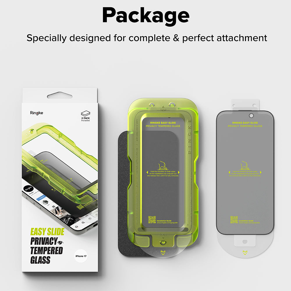 Privacy-Schutzfolie Ringke Easy Slide für Apple iPhone 17, gehärtetes Glas, Full Glue, 2er-Set